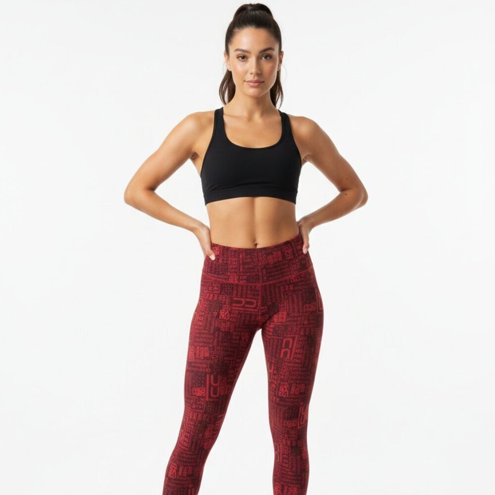 lululemon Burgundy Logo Print High-Rise Leggings | Small 4-6 (Est.)